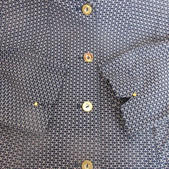 Attyre New York Women Blazer Jacket Sz Small Navy & White Geometric Gold Buttons - Picture 5 of 5